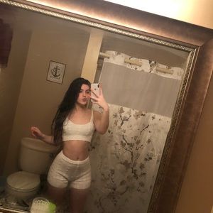 Two piece white sweater set